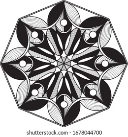 Black and white geometric mandala