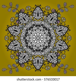 Black and white geometric mandala background. Round ornament decoration, isolated design element. Doodle art for coloring book. Tribal ethnic floral mandala sketch pattern. Radial gradient shape.