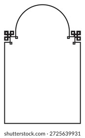 Marco de arco geométrico blanco y negro del modelo de la llave del meandro. 88