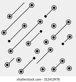 Black and white geometric minimal pattern microchip, rounds or dots with diagonal lines