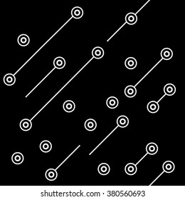 Black and white geometric minimal pattern microchip, rounds or dots with diagonal lines