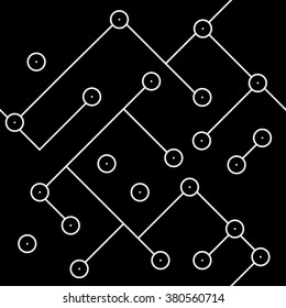 Black and white geometric minimal pattern microchip, rounds or dots with diagonal lines