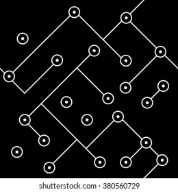 Black and white geometric minimal pattern microchip, rounds or dots with diagonal lines