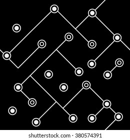 Black and white geometric minimal pattern microchip, rounds or dots with diagonal lines