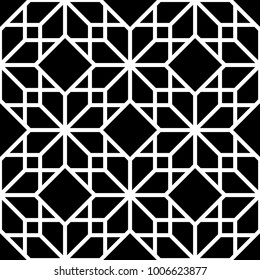 Black and white geometric monochrome ornament. Seamless pattern for web, textile and wallpapers