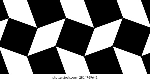 Black and White Geometric Optical Illusion Pattern With 3D Cube Tessellation for Backgrounds.vector eps10