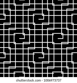 Black and white geometric ornament. Seamless pattern for web, textile and wallpapers