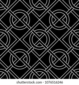 Black and white geometric ornament. Seamless pattern for web, textile and wallpapers