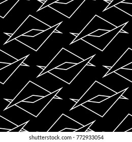 Black and white geometric ornament. Seamless pattern for web, textile and wallpapers