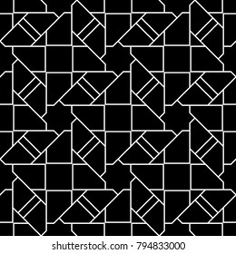 Black and white geometric ornament. Seamless pattern for web, textile and wallpapers