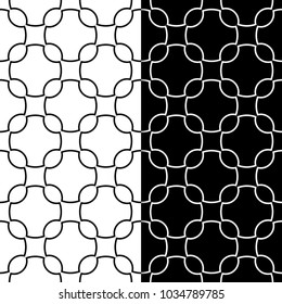 Black and white geometric ornaments. Set of seamless patterns for web, textile and wallpapers