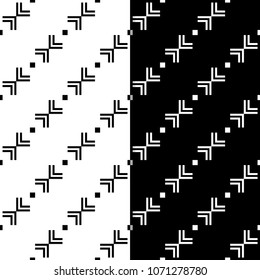 Black and white geometric ornaments. Set of seamless patterns for web, textile and wallpapers