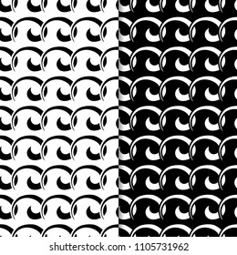 Black and white geometric ornaments. Set of seamless patterns for web, textile and wallpapers