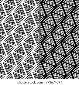 Black and white geometric ornaments. Set of seamless patterns for web, textile and wallpapers