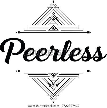 Black and white geometric outline design with Peerless text in elegant style, monochrome illustration