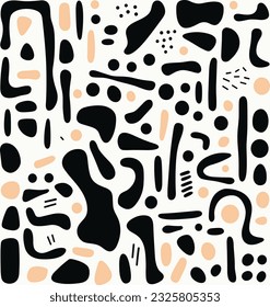 black and white geometric pattern background, in the style of whimsical abstractions, playful figures, minimalist backgrounds, brandon mably, expansive, subtle, stephen ormandy