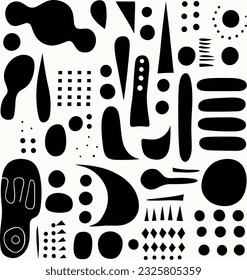 black and white geometric pattern background, in the style of whimsical abstractions, playful figures, minimalist backgrounds, brandon mably, expansive, subtle, stephen ormandy
