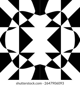Black and white geometric pattern with bold symmetry and clean lines, ideal for modern branding, textiles, posters, and minimalist decor