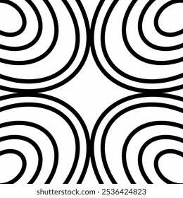 a black and white geometric pattern with concentric circles intersecting in symmetrical formations, creating a bold and modern design.