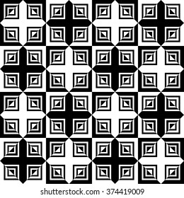 Black and white geometric pattern of crosses. Decorative ornament. chess seamless pattern