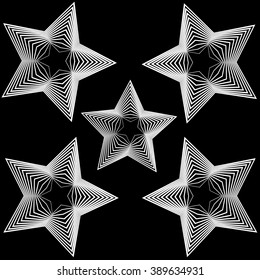 Black and white geometric pattern. Decorative stars. Vector.