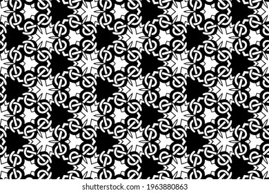 Black white geometric pattern. Ethnic unique background. Ornament based on oriental peoples. Template for coloring, presentations, wallpaper, textiles.