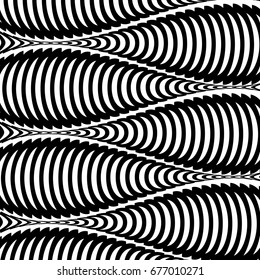 Black and white geometric pattern . Geometrical background with the effect of visual distortion. Vector illustration.