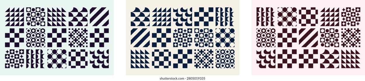 Black and white geometric pattern grids with varying square modules geometricpatterns blackandwhite