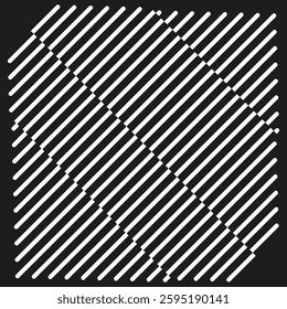 Black and white geometric pattern with intersecting diagonal lines, creating a textured visual.