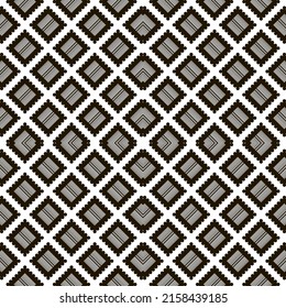 Black and white geometric pattern. Pattern with optical illusion effect. Background from squares, rhombuses and circles. Vector illustration