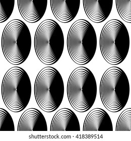 Black and white geometric pattern of ovals. Seamless geometric pattern. Vector illustration.