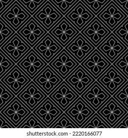 Black and white geometric pattern. Seamless vector background with linear ornament. Simple stylish design for printing on fabrics, paper and other surfaces.