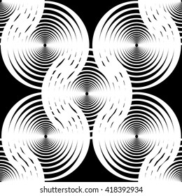 Black and white geometric pattern. Geometric seamless pattern of circles. Vector illustration.