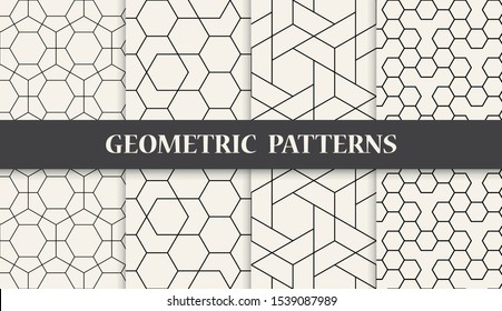 Black and white geometric pattern set.