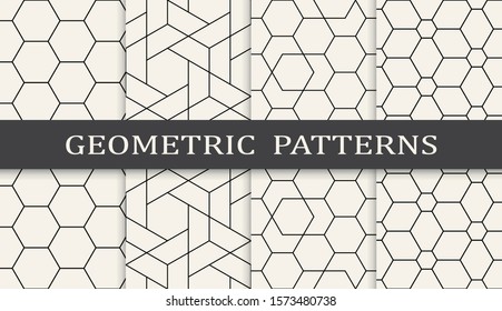 Black and white geometric pattern set.