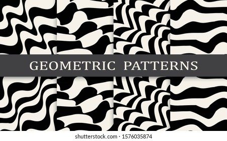 Black and white geometric pattern set.