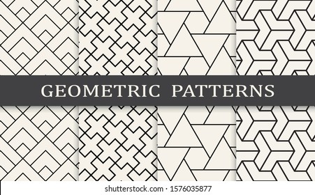 Black and white geometric pattern set.