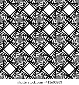 Black and white geometric pattern. Geometric pattern of squares. Seamless geometric pattern. Optical illusion. Vector illustration.