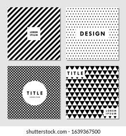 Black and White geometric pattern templates, poster grahic design, scrapbook paper, simple patterns, black and white textures backgrounds, card templates, retro and modern design