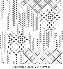 Black and white geometric pattern. Tileable texture background.