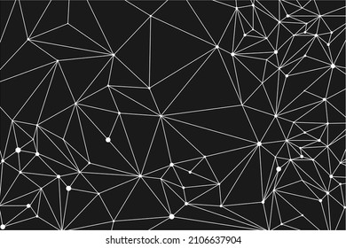 Diseño de patrones de línea de plexo geométrico blanco y negro con triángulos transparentes. Resumen del concepto futurista poligonal.