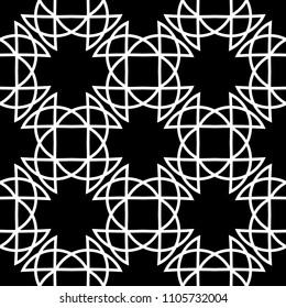 Black and white geometric print. Seamless pattern for web, textile and wallpapers