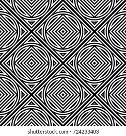 Black and white geometric print. Seamless pattern for web, textile and wallpapers