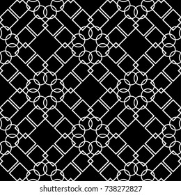 Black and white geometric print. Seamless pattern for web, textile and wallpapers