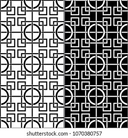 Black and white geometric prints. Set of seamless patterns for web, textile and wallpapers