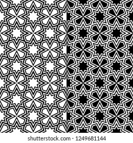 Black and white geometric prints. Set of seamless patterns