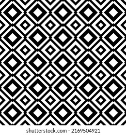 Rhombus geométrico blanco y negro sin fisuras. Sencillo fondo geográfico. Patrón de celosías. Moderna y minimalista moderna. Impresión vectorial contemporánea para tela, envoltura, papelería, papel tapiz.