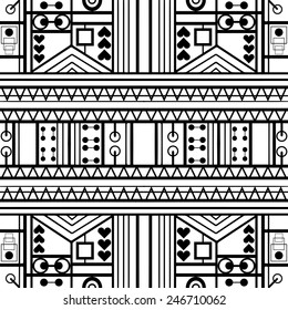 Black and white geometric seamless background. Hand drawn pattern, line artwork. Can be used for card design, wallpaper, pattern fills, web page background, surface textures