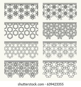 Black White Geometric Seamless Borders Set Stock Vector (Royalty Free ...