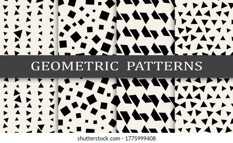 black and white geometric seamless halftone pattern set